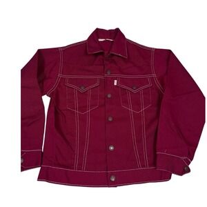 Levi's VTG 1970s Maroon Trucker 18 Youth Small 36W Denim Jacket 7363102
